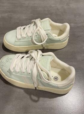 七七主人家小清新绿色鞋子女韩版百搭板鞋春季厚底学生小众不撞款