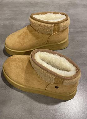 七七主人家棉鞋女2024冬季新款厚底防滑加绒保暖短筒雪地靴女学生