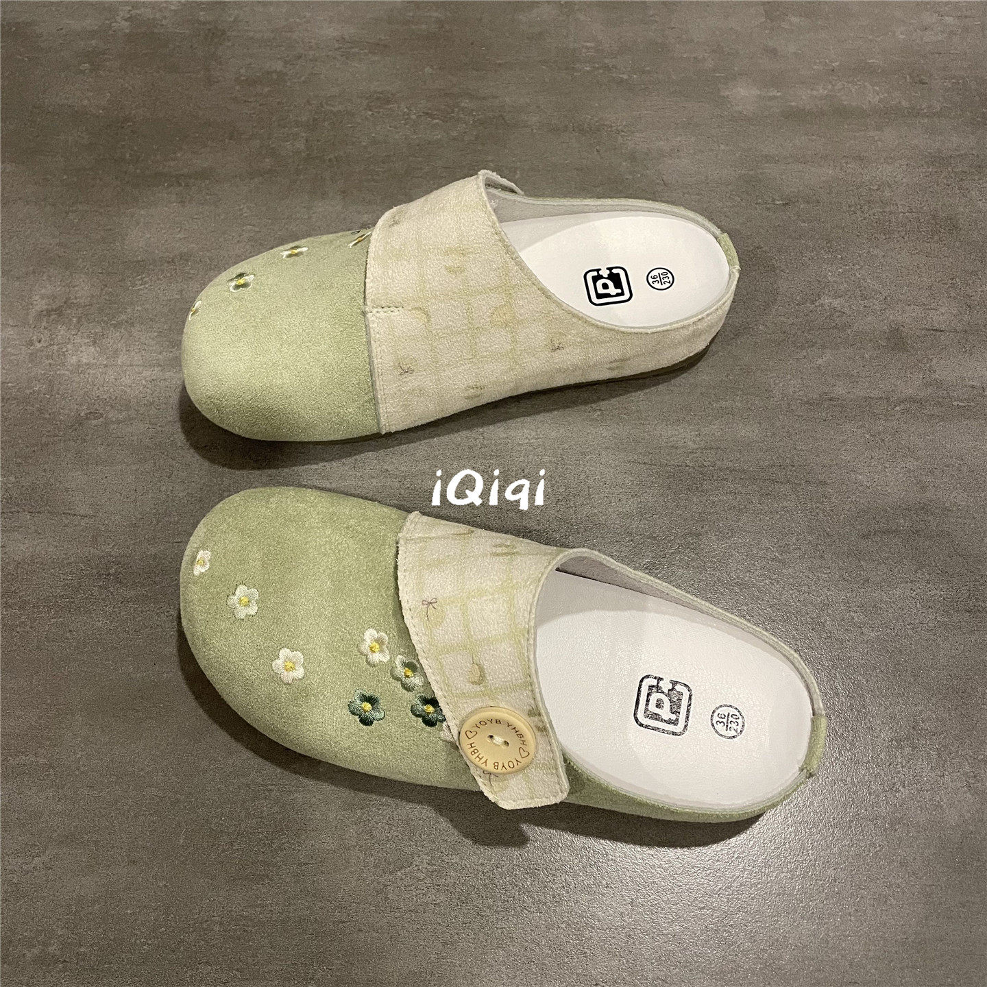 七七主人家 清新浅绿色休闲单鞋懒人穿搭一脚蹬勃肯鞋女春季踏青,女鞋,帆布鞋,淘宝优惠券,粉丝福利购,淘宝优惠卷