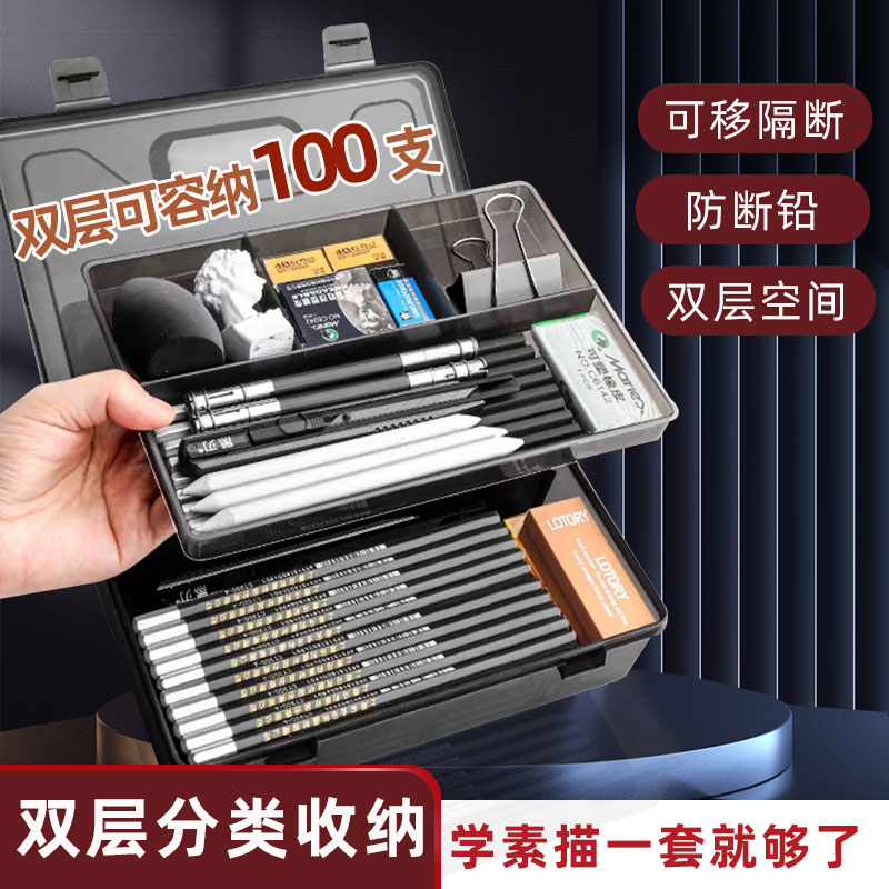江城福尧双层铅笔盒防断铅炭笔图片