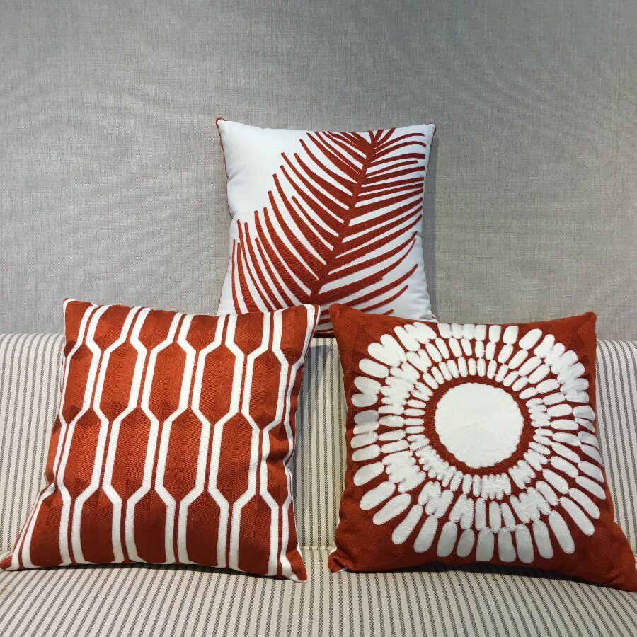 Fine embroidery three-dimensional Embroidered Pillow Cushion cover gules Geometry American country Northern Europe Boutique Open Housesin the Home Fabric , Pillow/Pillow  category - from Buy2taobao.com to provide professional Taobao agent buy service