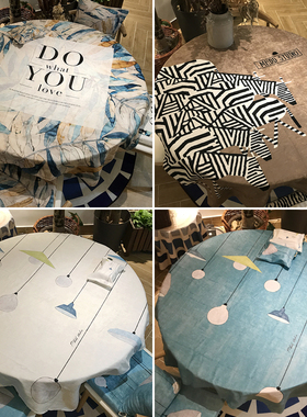 棉花大盗绒面圆形餐桌布艺蓝绿黄色家用方桌圆边几盖布巾厚实圆桌