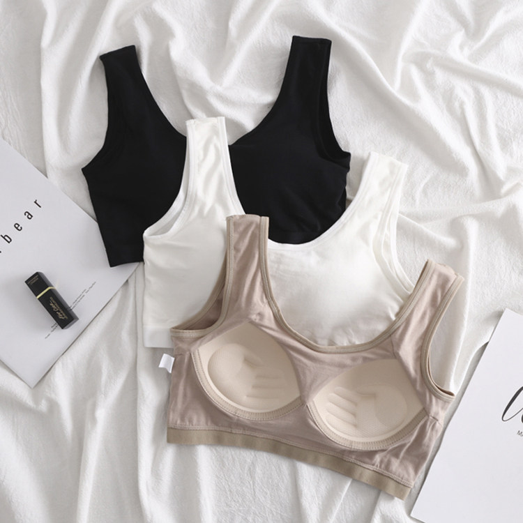 少女内衣背心纯棉抹胸女无钢圈一体式美背聚拢文胸学生高中裹胸式