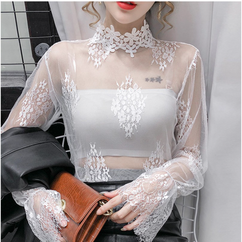 蕾丝打底衫女喇叭袖百搭时尚洋气内搭网纱上衣很仙的超仙小衫纱衣,女装/女士精品,蕾丝衫/雪纺衫,淘宝优惠券,粉丝福利购,淘宝优惠卷