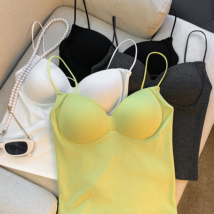 带胸垫吊带背心女夏泰式多巴胺美背一体瑜伽运动辣妹内衣外穿上衣