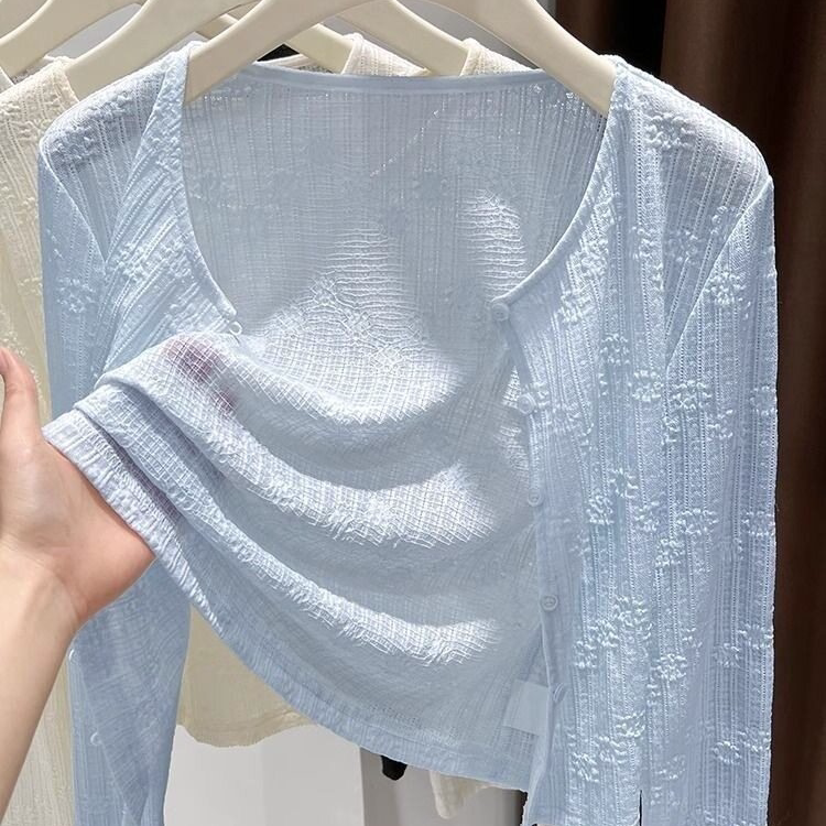 蕾丝防晒提花吊带裙开衫外搭夏季长袖上衣女薄款沙滩披肩搭配旗袍