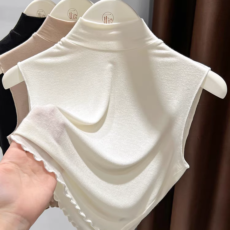 轻薄软糯针织假领子百搭女高档女士毛衣叠穿内搭背心半高领打底衫