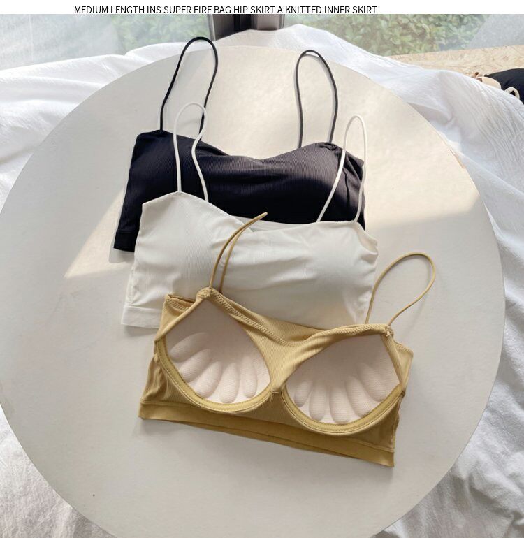 抹胸内衣女聚拢薄无痕大胸显小胸防走光裹胸美背吊带背心一体文胸