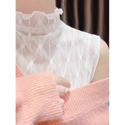 半高领蕾丝假领子百搭女无袖吊带背心木耳边花边领打底衫内搭上衣