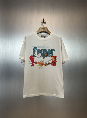 实体现货 Purey Casper鬼马小精灵破坏卡通Vintage做旧短袖T恤