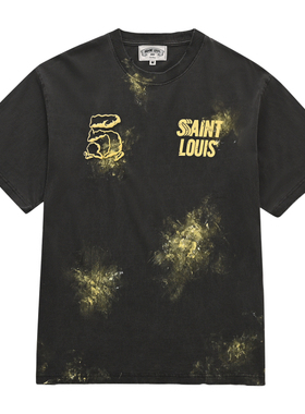 实体现货 Sssaint Louis Cigar wolf 手工做旧泼墨雪茄狼tee