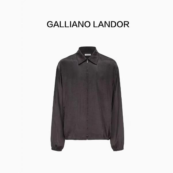 实体现货 Galliano Landor 丝滑垂坠凉感铜氨丝拉链纯色夹克