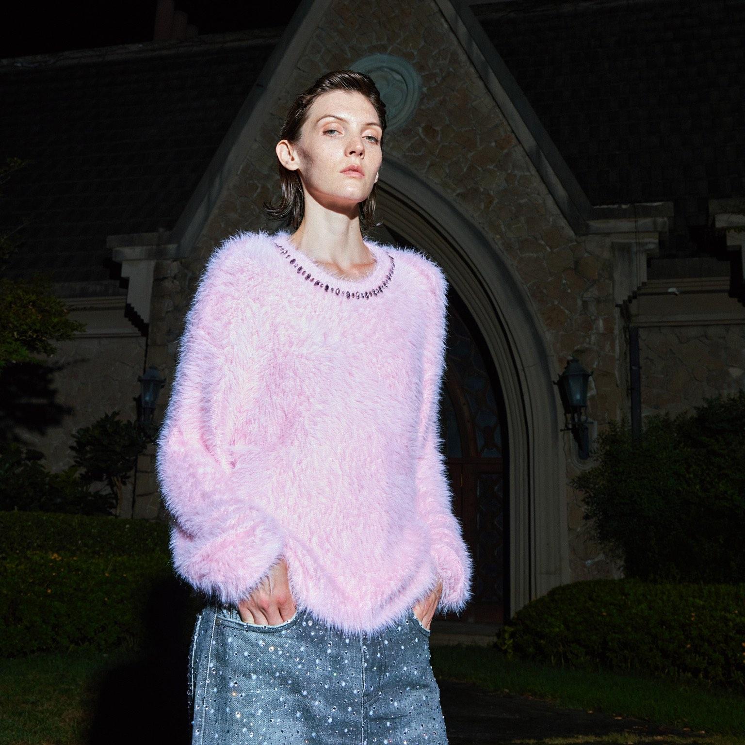 实体现货 Birth Of Royal Child Borc 镶钻银丝刺绣水貂毛衣