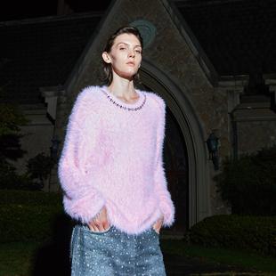 Birth Borc Child 镶钻银丝刺绣水貂毛衣 Royal 实体现货