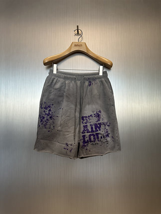 实体现货 Sssaint Louis 手工泼墨涂鸦做脏水洗做旧破洞短裤