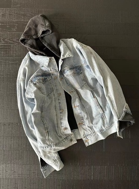 品牌直发 Arnodefrance 两面可穿水洗连帽牛仔夹克街头男女os