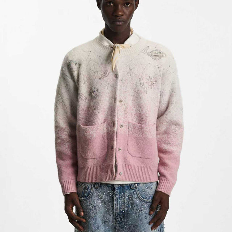 实体现货 Birth Of Royal Child Borc 银河刺绣渐变粉水钻开衫