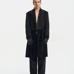 Birth BORC Child 刺绣羊毛混纺双绑带大衣 Royal 实体现货