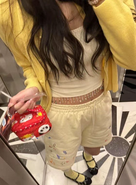 实体现货 Epide Prefab 玩偶公仔贴纸印花复古水洗做旧短裤