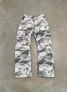 实体现货 Hide In Hills 雪地迷彩白色迷彩多口袋工装长裤