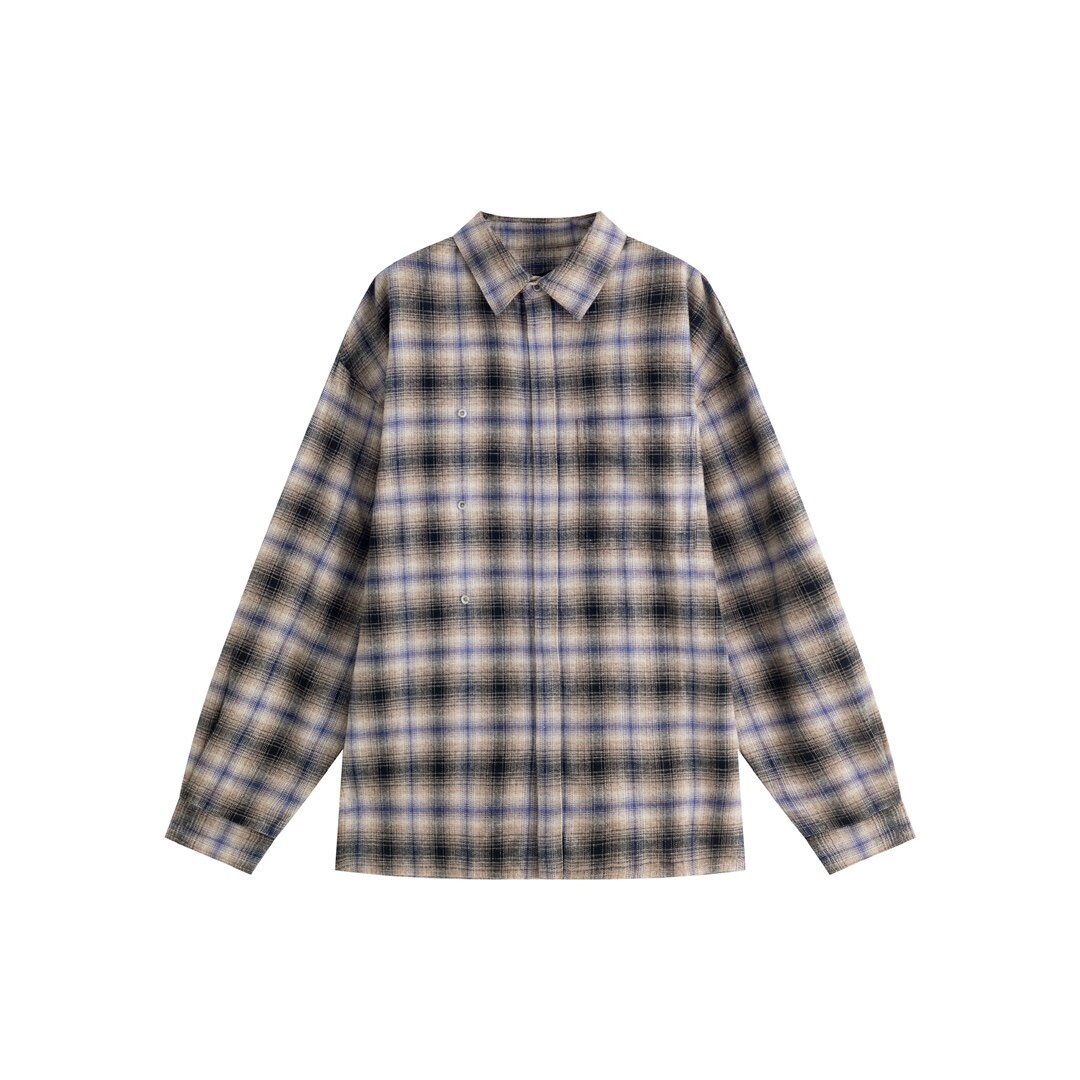 实体现货 Hide in Hills 日产灰紫色幻影格纹格子按扣衬衫外套