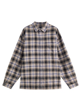 实体现货 Hide in Hills 日产灰紫色幻影格纹格子按扣衬衫外套