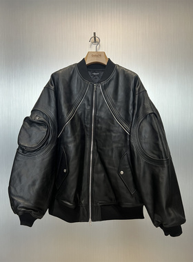 实体现货 Far Archive 进口意大利羊皮弧形拉链皮衣夹克riri拉链