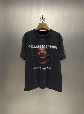 实体现货 False Perception Snoop Dogg 狗爷肖像水洗做旧短袖T恤