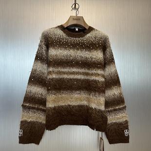Birth Borc Child 镶钻拼色条纹马海毛毛衣 Royal 实体现货