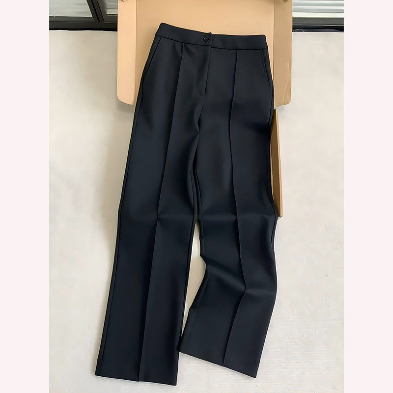黑色直筒西裤男春夏款高级感痞帅垂感西装裤韩版潮流休闲微喇裤子
