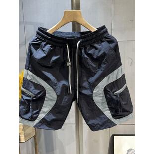 夏季 拼色速干短裤 男士 休闲运动裤 轻奢特大码 沙滩五分裤 300斤工装