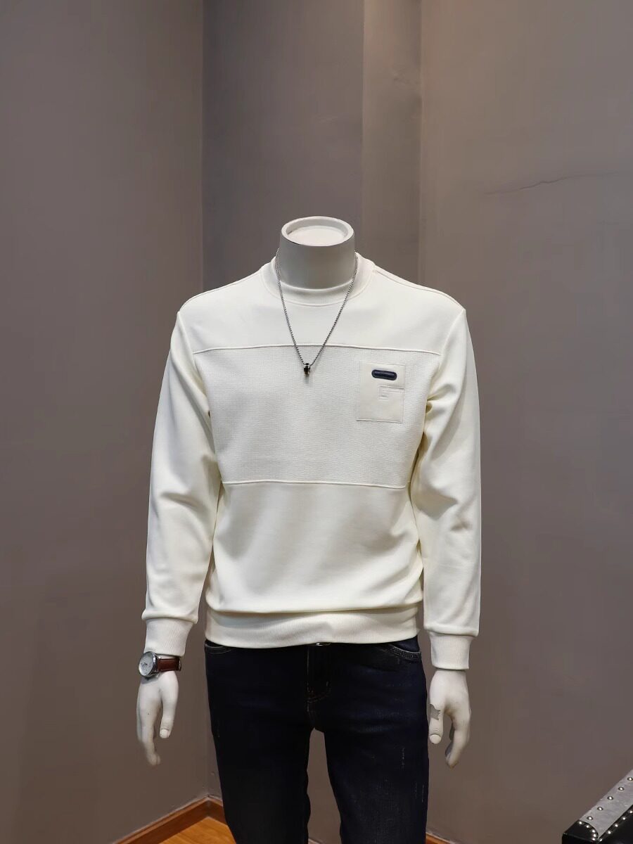 潮牌高端男士秋季新款休闲拼接长袖卫衣韩版青年时尚潮流圆领上衣