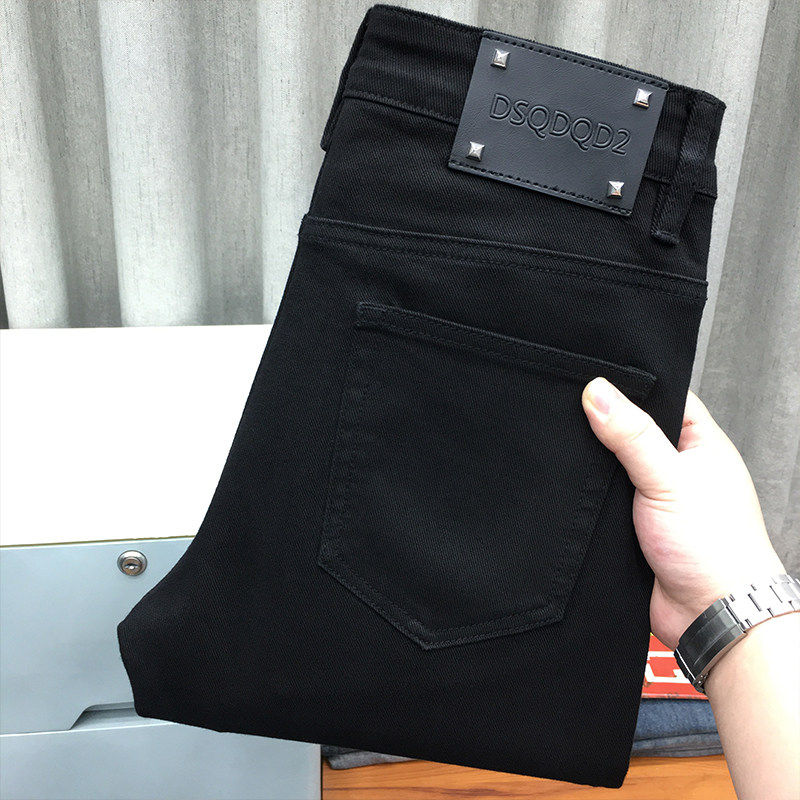 秋季黑色牛仔裤男宽松直筒九分裤潮流高端弹力休闲修身小脚长裤,男装,牛仔裤,淘宝优惠券,粉丝福利购,淘宝优惠卷