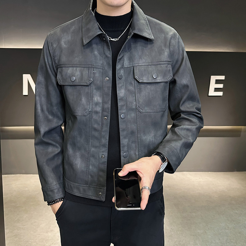 皮衣男款2025新款春秋痞帅高级感修身飞行员夹克外套休闲男士皮衣