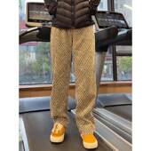 美拉德棕色粗花呢针织卫裤 子运动健身休闲长裤 男款 秋冬直筒加绒裤