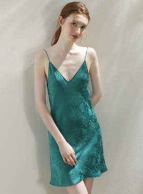 真丝桑波缎提花性感吊带睡裙女夏季2023新款睡衣