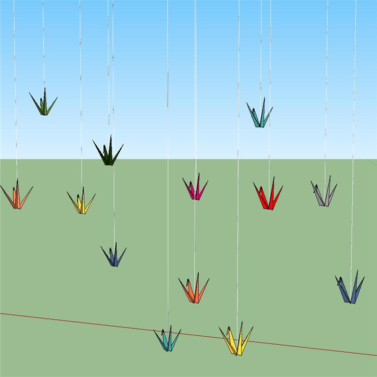 SU2030 sketchup模型库 SU模型 室内儿童装修 千纸鹤吊环景观模型