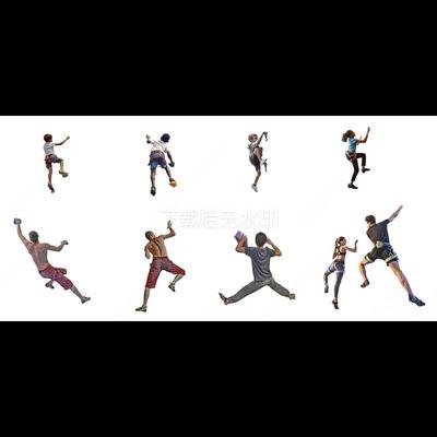 现代2D运动人物 拳岩人物 攀登 健身运动 男人草图大师SU模型