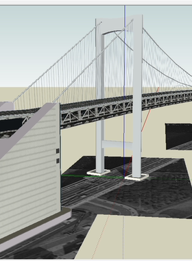 SU0329 sketchup模型库 SU模型 跨江大桥 大吊桥景观桥 大桥 2M