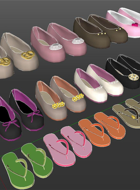SU1734 sketchup模型库 SU模型 多款各种拖鞋SU模型 拖鞋鞋子模型