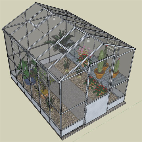 SU1968 sketchup模型库 SU模型 钢化玻璃暖房 花房 花盆景观模型