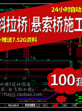 CAD图纸精选斜拉桥大桥梁工程施工图设计悬索桥梁全套