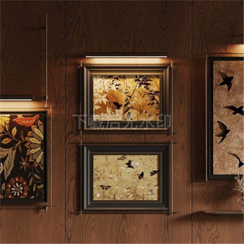 法式中古挂画 挂画 装饰画 自然风挂画 画框 背景草图大师SU模型