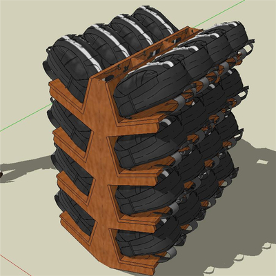 SU1910 sketchup模型库 SU模型 木制商品背包置物架 滑轮车SU模型