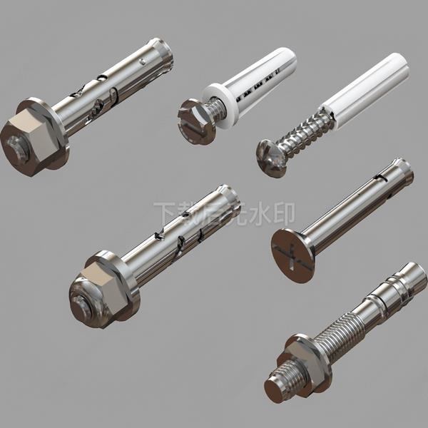 现代五金构件 锚栓 膨胀螺丝 膨胀栓 化学锚栓螺钉草图大师SU模型