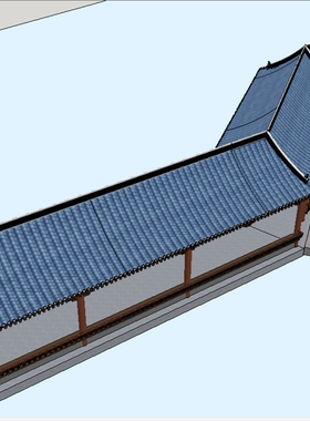 SU0708 sketchup草图大师SU模型库 古式景观廊 中式风格连廊 74M