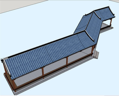 SU0708 sketchup草图大师SU模型库 古式景观廊 中式风格连廊 74M