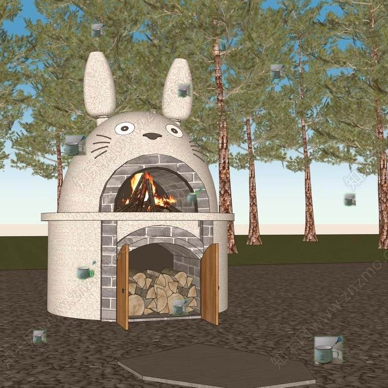 草图大师SU模型现代日式其他户外家具龙猫面包窑可爱面包窑龙猫