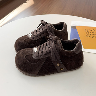 韩版2025冬季厚底内增高3CM 加绒面包鞋女深咖色休闲保暖德训棉鞋