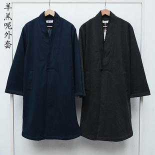 慈心缘僧服保暖高档羊绒呢新款冬季长款禅修外套罗纹领大衣大褂